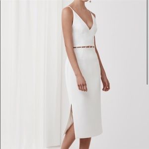 Keepsake Signals white midi dress with pearl cut